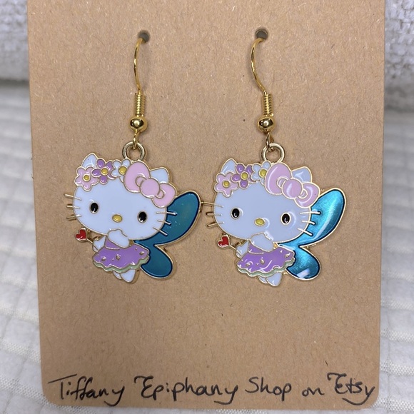 Hello Kitty Inspired Fairy Hello Kitty Earrings NWT - Picture 3 of 3